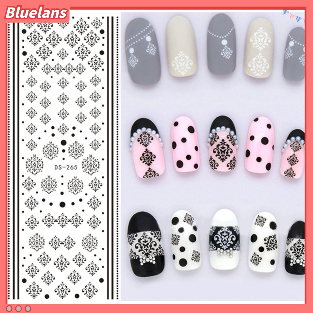 Bluelans Stiker Kuku Motif Bunga / Bulu / Kupu-Kupu / Tulisan Untuk Nail Art / Manicure DIY