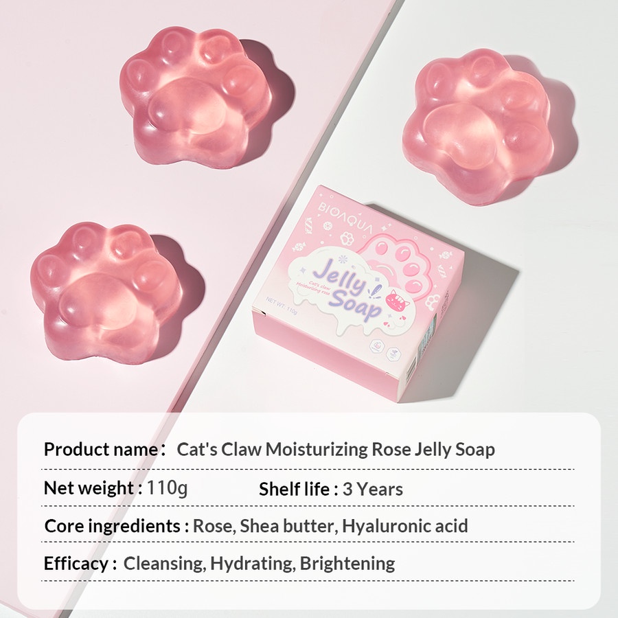 SHINE STAR - (COD) BIOAQUA Cat's Claw Moisturizing Rose Jelly Soap 110G BPOM / Sabun Cuci Muka dan Badan