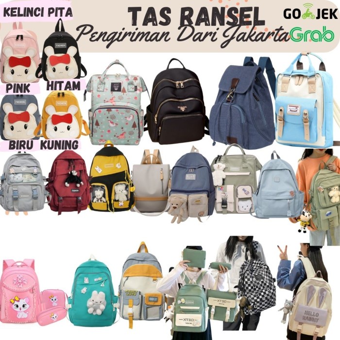 tas ransel pria Tas Sekolah Anak Perempuan Tas Ransel Wanita Tas Import SD SMP SMA SMK - Kelinci Pit