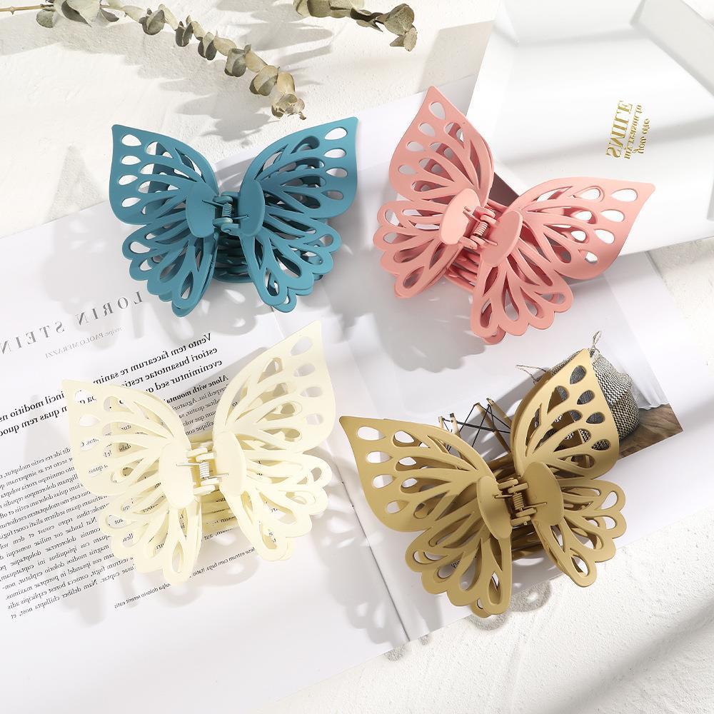 Jepit Rambut Model Kupu-Kupu Besar Dua Lapis Warna Permen Matte Untuk Mandi