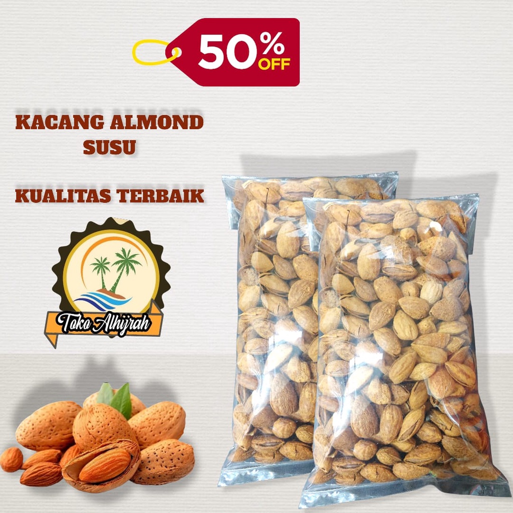 Kacang almond susu gurih dan renyah 250gr (panggang/roasted