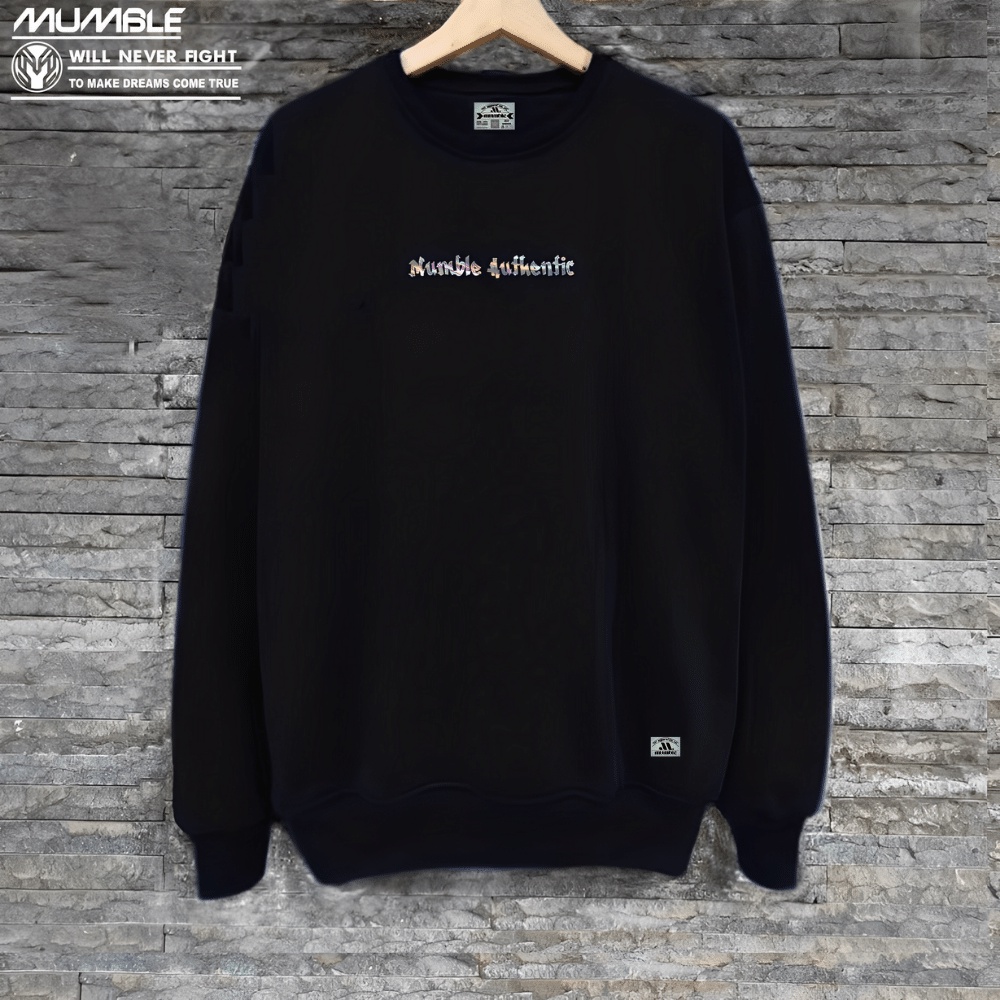 Sweater Crewnwck Hitam Cowok Premium Distro Local Bandung Suiter Kruneck Oblong Katun Flecce Tebal Higt Quality