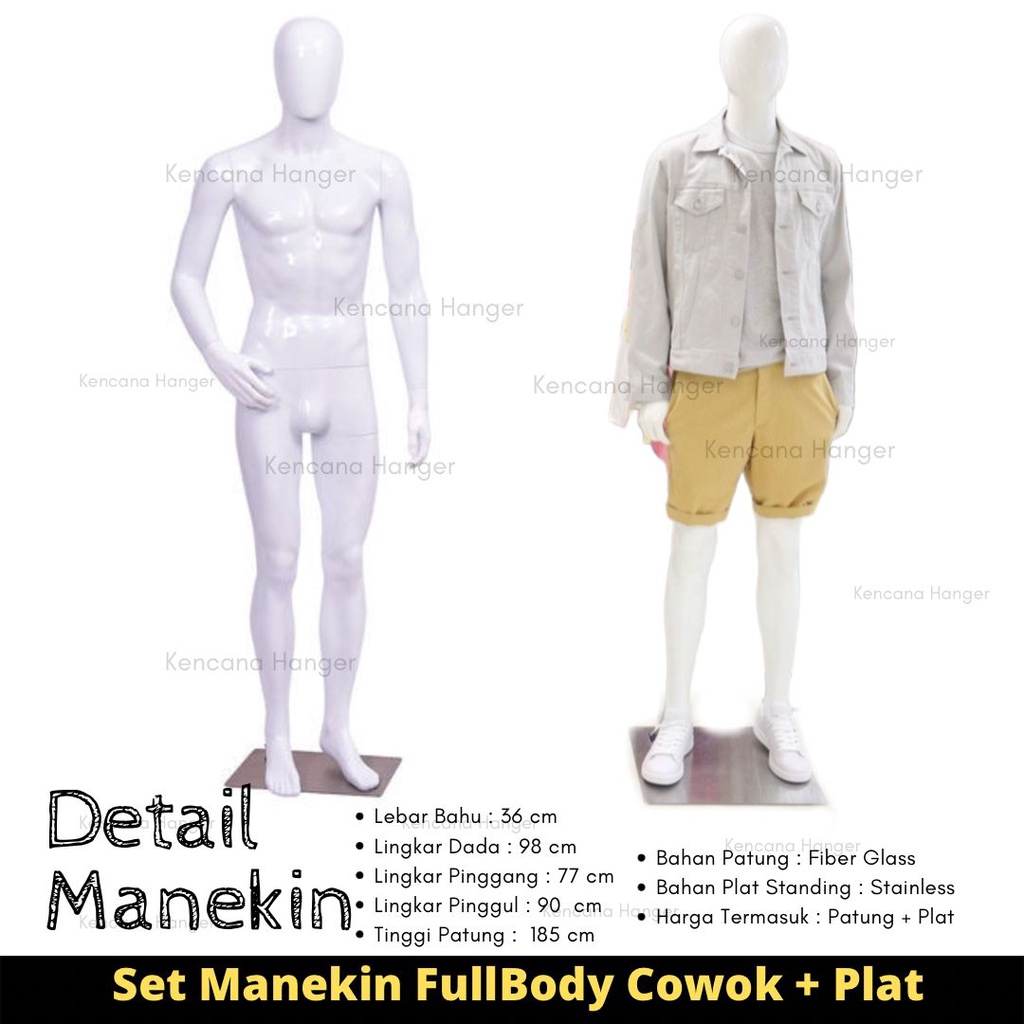 Manekin Full Body Alien Fiber Cowok| Patung Full Bodi Dewasa Laki - laki Premium - Putih Fullbody Fu