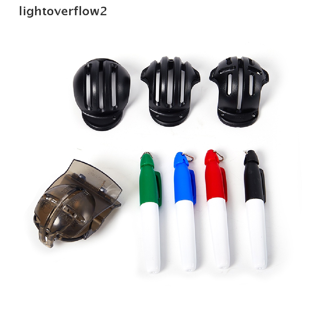 (lightoverflow2) 4pcs Klip Penanda Bola Golf Dengan 4pcs Pulpen