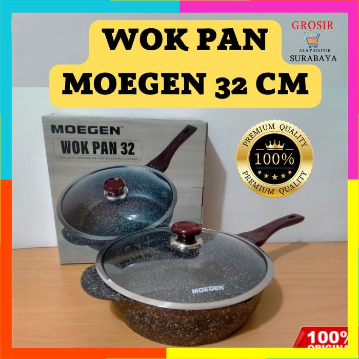 WOK PAN MOEGEN GERMANY 32 cm / Wok Pan Moegen 32 cm Granite Series Anti Lengket