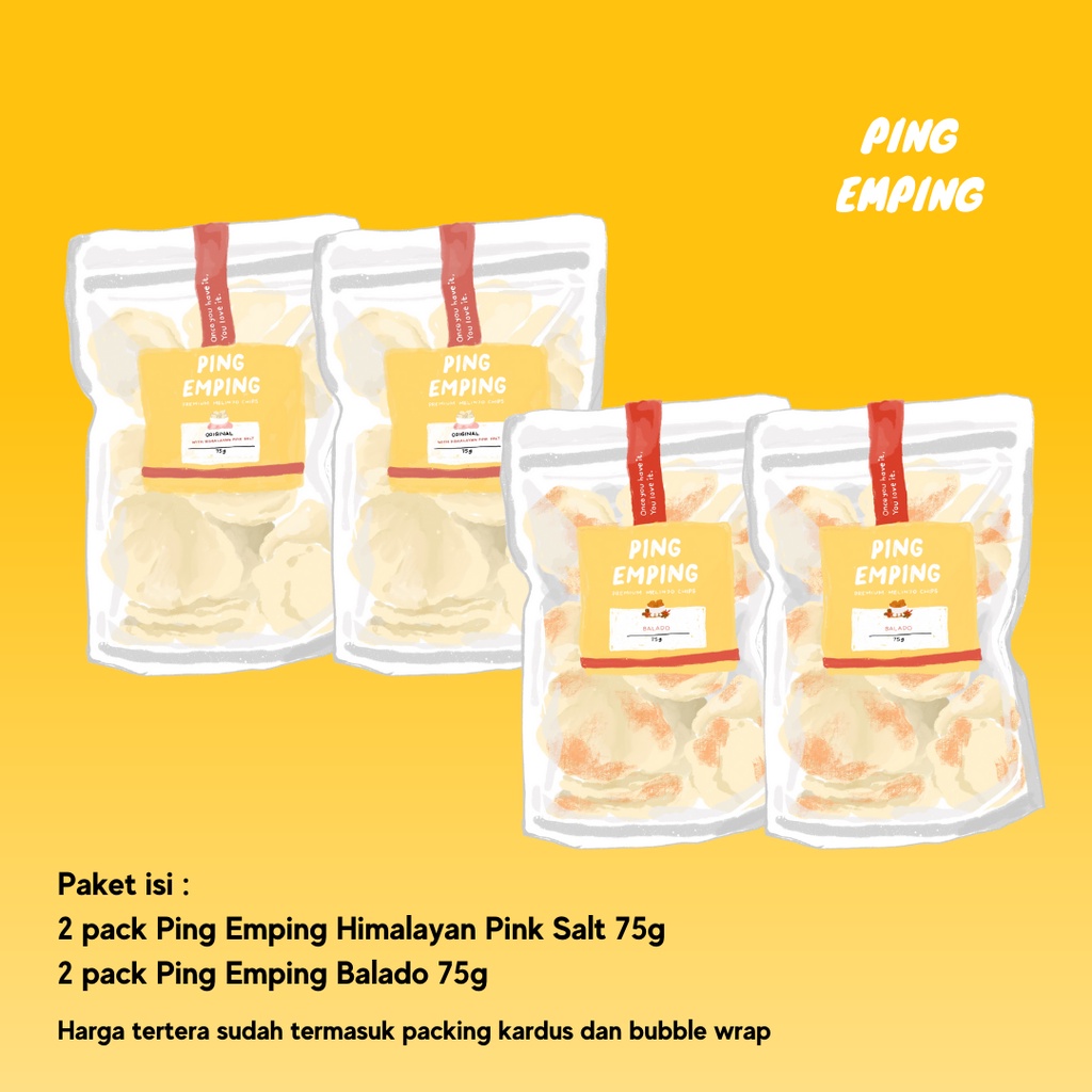 

Paket Box Ping Emping 2 Original with Himalayan Pink Salt, 2 Balado