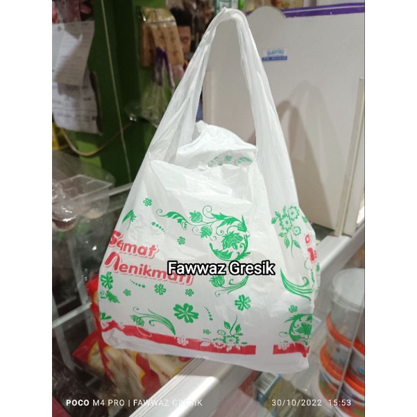 Kresek Dus Royal / Plastik Kresek Bento Putih / Kantong Kresek 2 Dus Nasi Makan Putih 22x22 cm