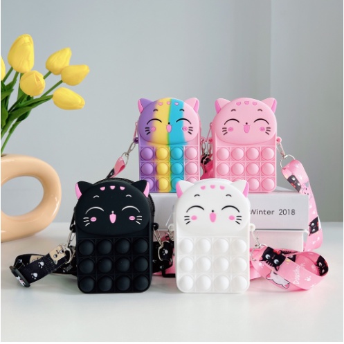 TAS ANAK POP IT FASHION SELEMPANG / TAS POP IT ANAK JELLY CAT KUCING/ TAS POP IT ANAK MURAH - P-033