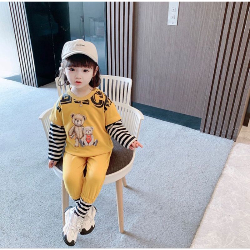 Promo setelan sweater jogger anak laki laki perempuan motif teddy 1sampai 5 tabun baju anak unisex pakaian anak setelan anak