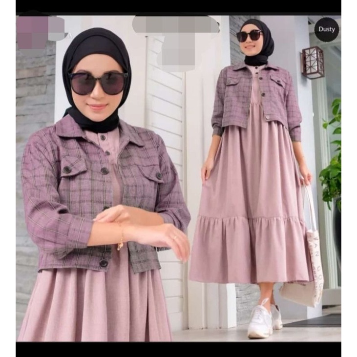 RONA SET MIDI/Set Blezer MIDI Cringkle Serat Kayu/Set Rompi Lady Crush