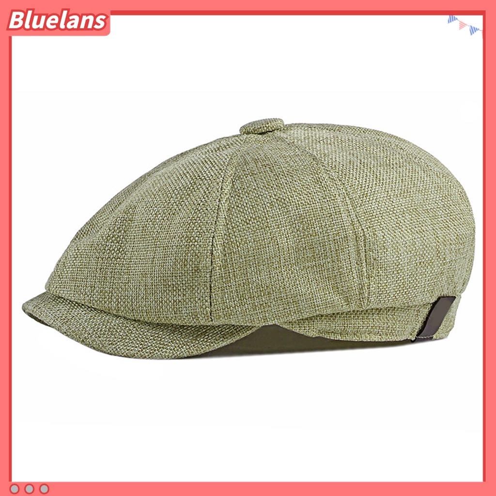 Bluelans Topi Baret Elastis Breathable Warna Solid Gaya Vintage Kasual Untuk Pria