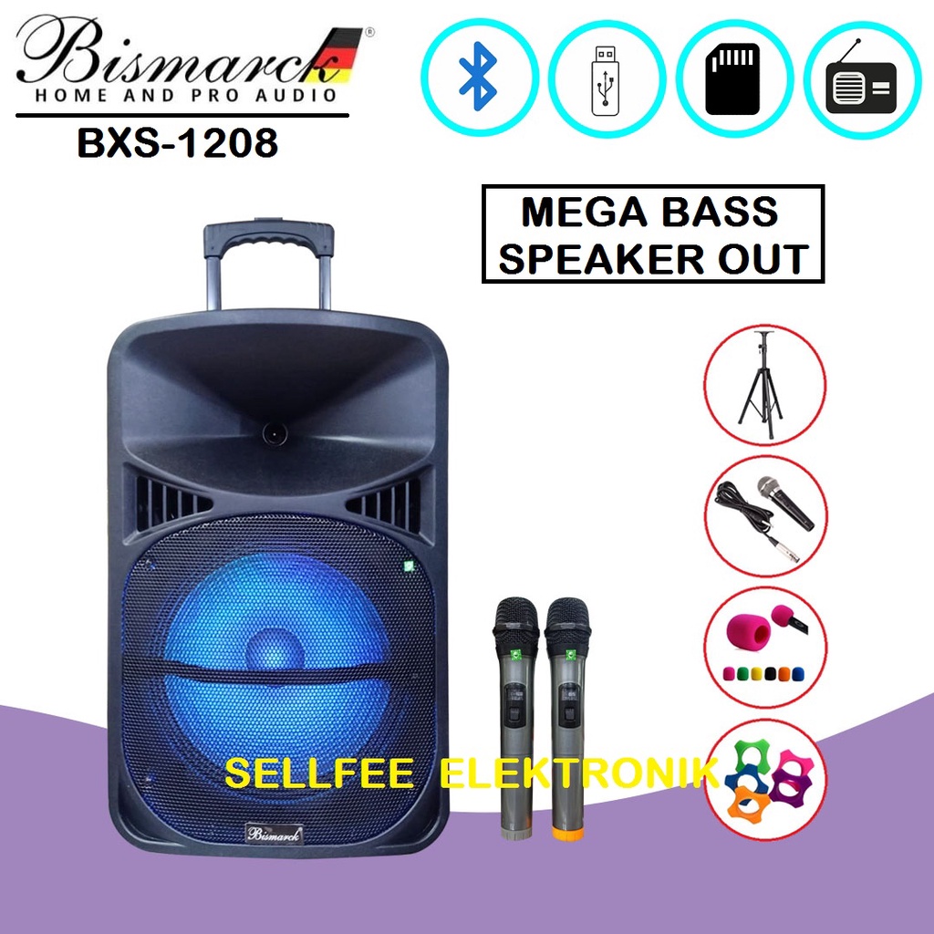 Speaker Portable Meeting 12 Inch Bismarck BSX1208 / BSX-1208 Mega Bass