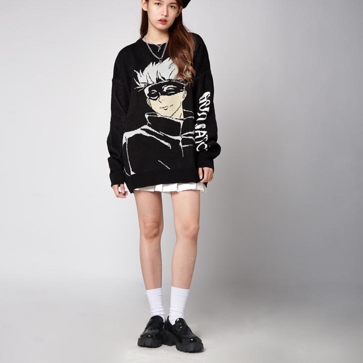 CODEm3M7y--Stiego-Gojo Satoru Two Jujutsu kaisen Sweater Knit Streetwear Vintage Knitting Sweater An