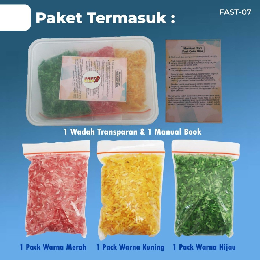 RICE COLOUR Mainan Anak Edukasi Motorik Rainbow Montessori Education