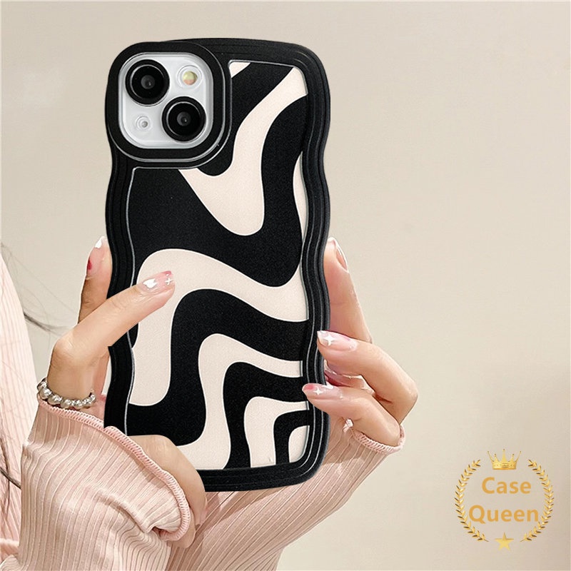 Art Zebra Pattern Case OPPO A17 A15 A95 A76 A54 A16K A12 A57 2022 A16 A7 A55 A96 A15s A16s A74 A1K A5s A16E A53 A9 A5 A3s Reno5 8 7 6 A12E F9 A52 Garis Tidak Teratur Wavy Edge Sarung Cover Sarung