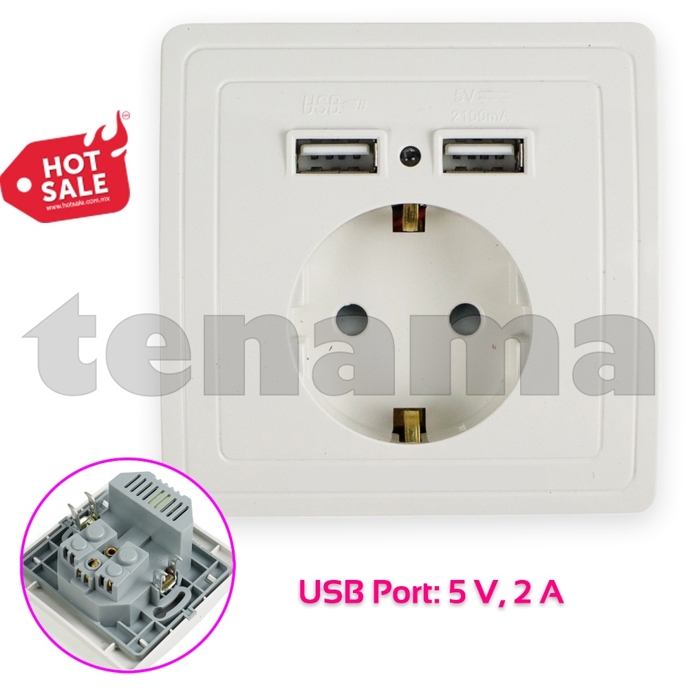 Stop Kontak Dinding Wallplug Dengan 2 USB Port Charger