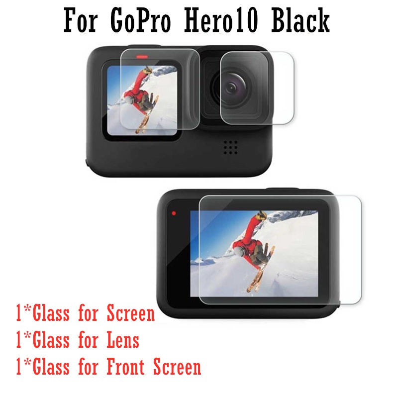 3 Pcs Tempered Glass Pelindung Layar LCD Depan + Belakang Untuk Kamera GoPro Hero 10