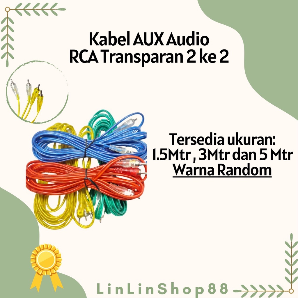 Kabel Aux Audio/RCA Transparan/ kabel audio rca 2 To 2 panjang 1.5mtr/3mtr/5mtr