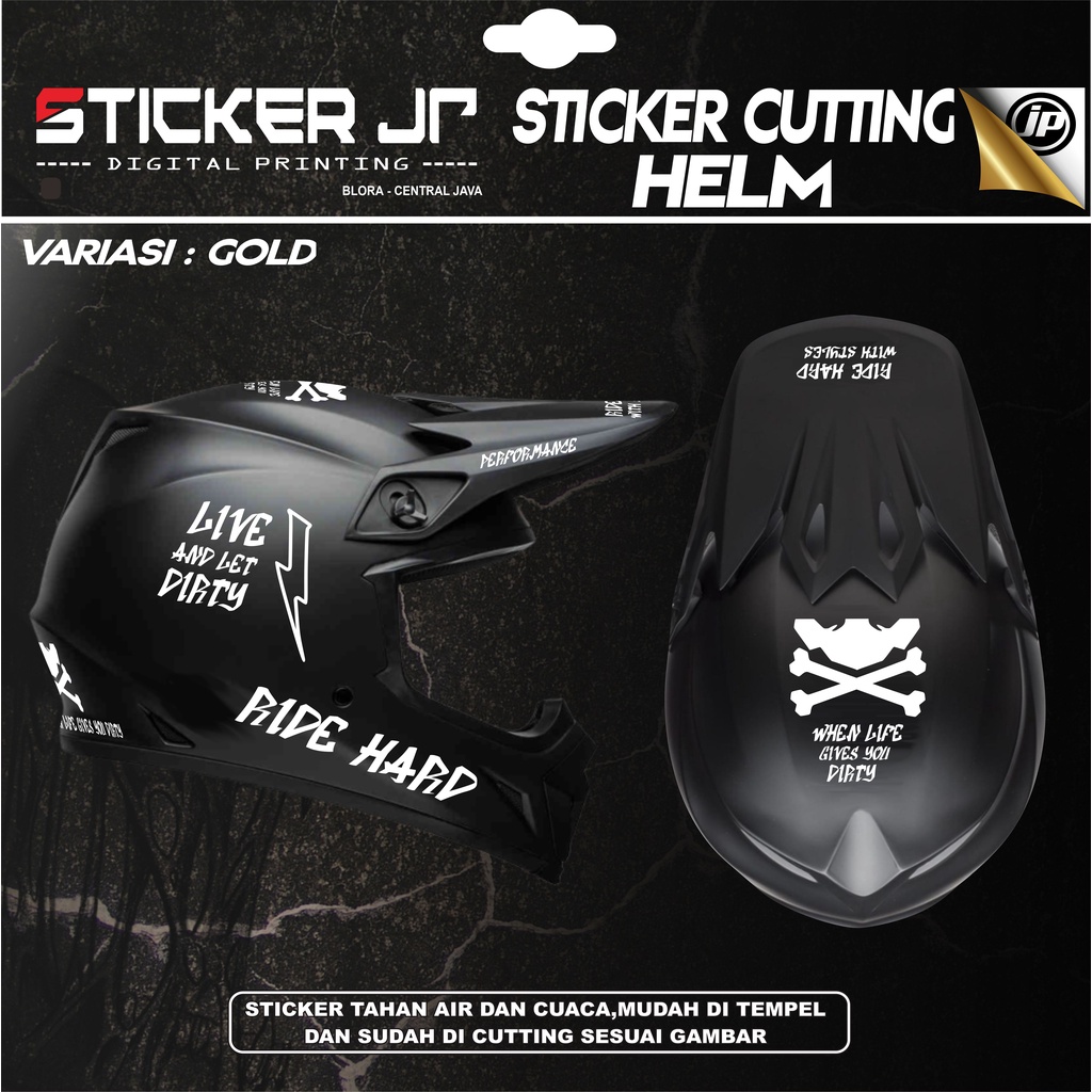 Sticker Cutting Helmet Trail Ride Hard - Stiker Helm Trail Ride Hard JP-04