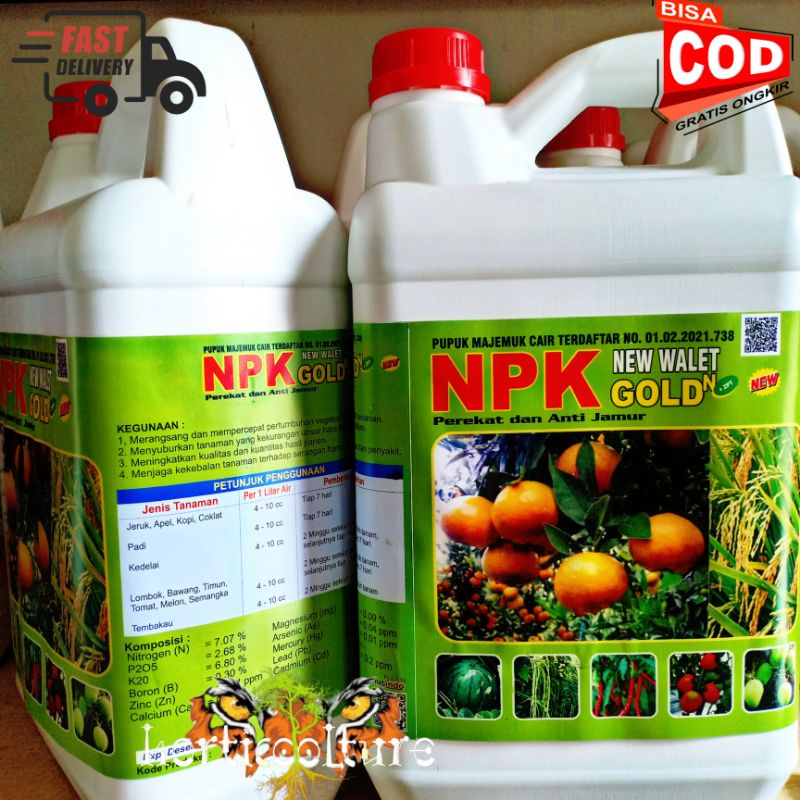 pupuk npk gold 5 liter pupuk mangga durian jeruk buah daun majemuk plus anti jamur plus ga3 zpt
