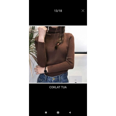 DAISY SALUR CURLY  INER RAJUT KNIT TURTLENECK POLOS WANITA