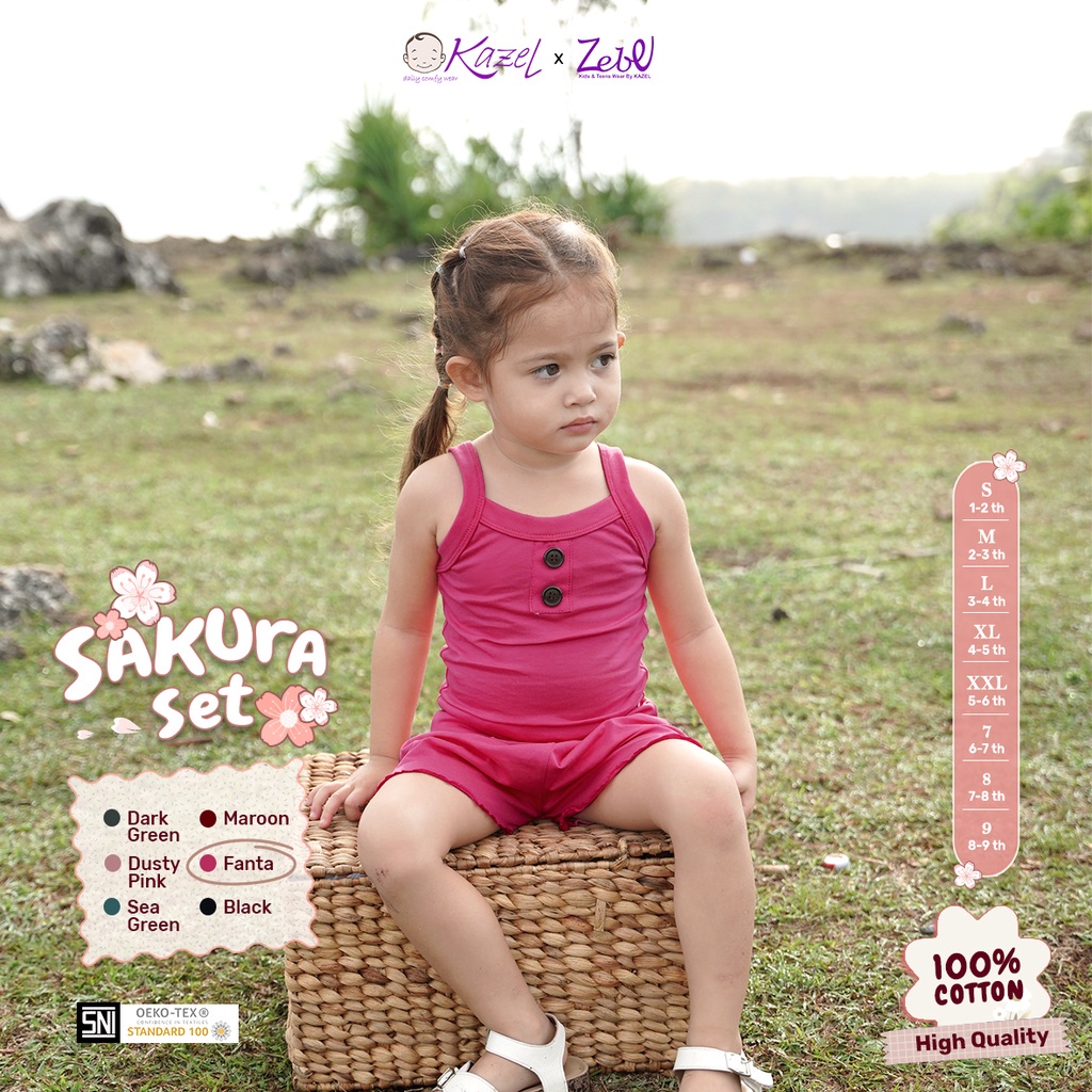 KAZEL X ZEBE SAKURA SET GIRL 1PCS / BAJU BAYI ANAK 1-9 TAHUN [SNI]