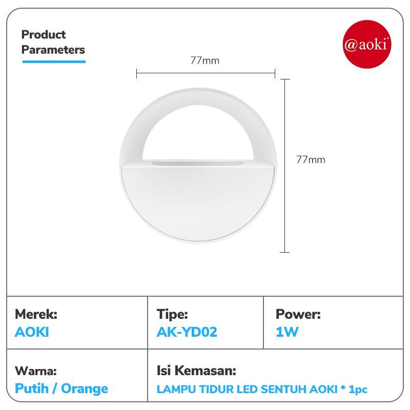 Aoki Lampu Tidur LED 3W + 0.6W / Night Lamp Sleep AK-YD01 / AK-YD02