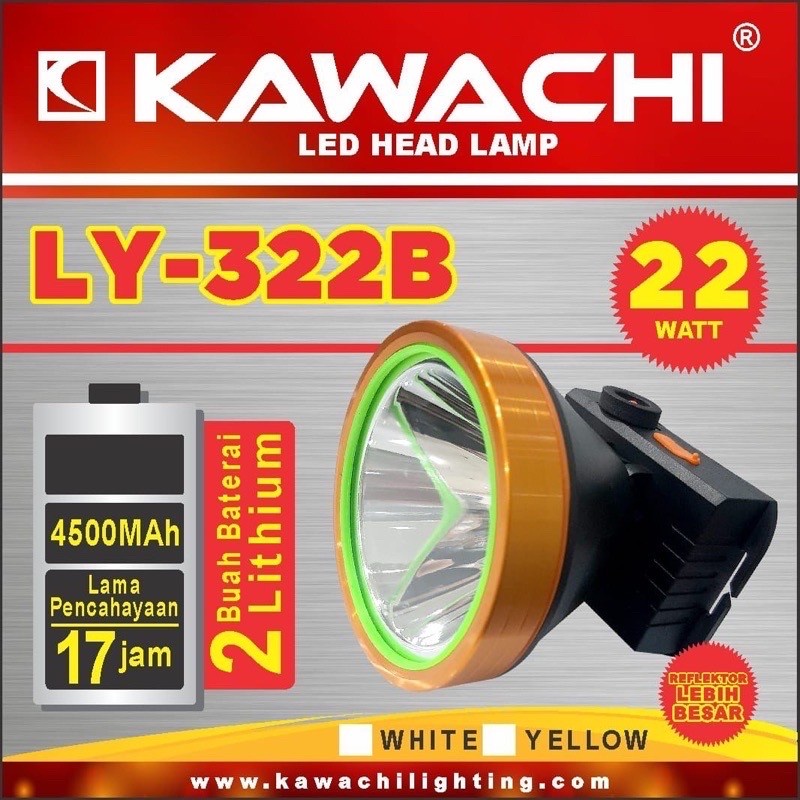 Senter Kepala 22WATT (LED SUPER HEADLIGHT) LY - 322B Kawachi Head Lamp