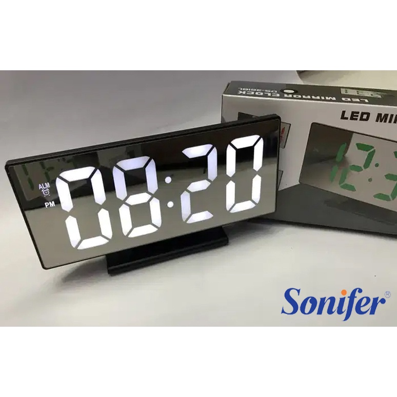 Jam Meja Digital LED / Digital Alarm Clock Mirror SONIFER