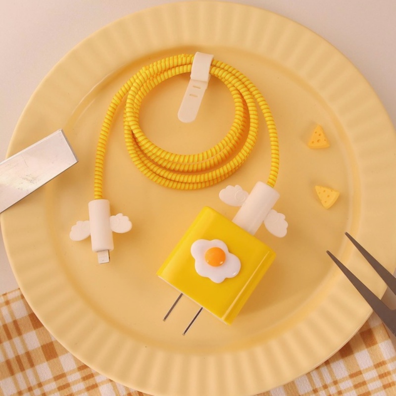Eggs Set Pelindung Kabel Charger Fast Charging 20W Bahan Silikon