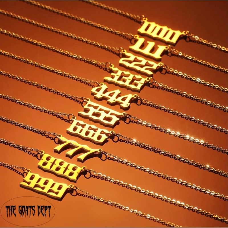 Gold Angelic Numbers By The Goats Dept / tgd46 Kalung Emas Angka 111 222 333 444 555 666 777 888 999
