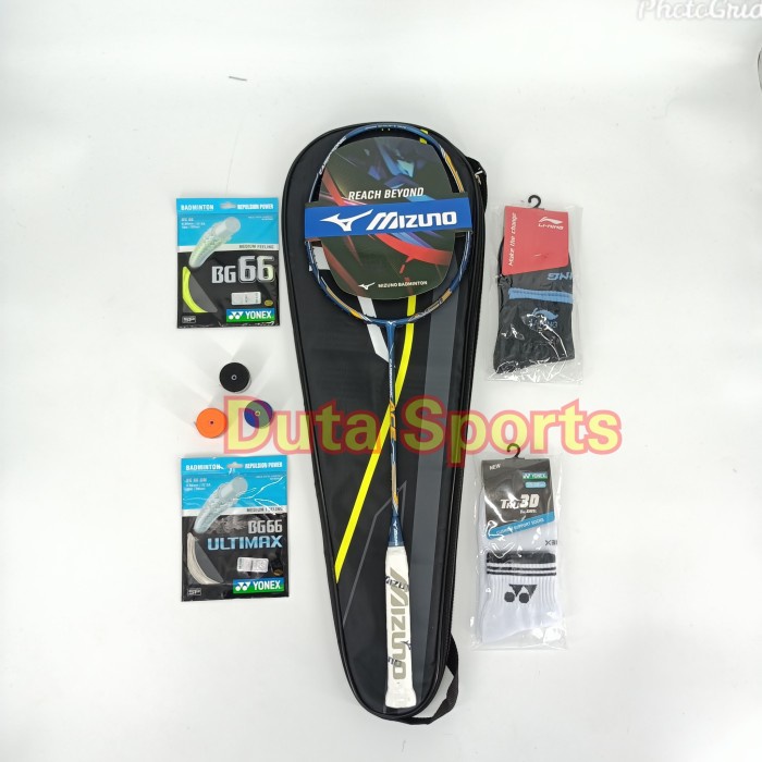 Raket Raket Badminton Mizuno Carbosonic Ace+Senar+Pasang+Sablon Logo