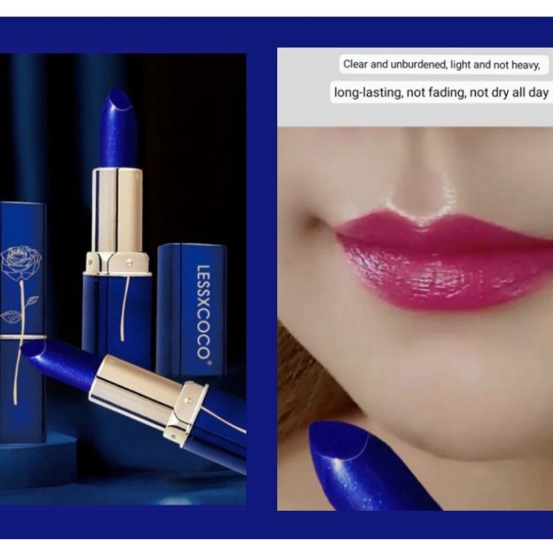 Medan Termurah Viral Longlasting Blue lipstick color changing Lipstik biru brubah warna lessxcoco