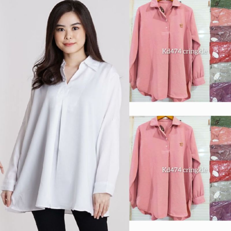 BLOUSE CRINKLE AIRFLOW LENGAN PANJANG VNEX//Blouse Wanita Dewasa Masa Kini CRINKLE AIRFLOW