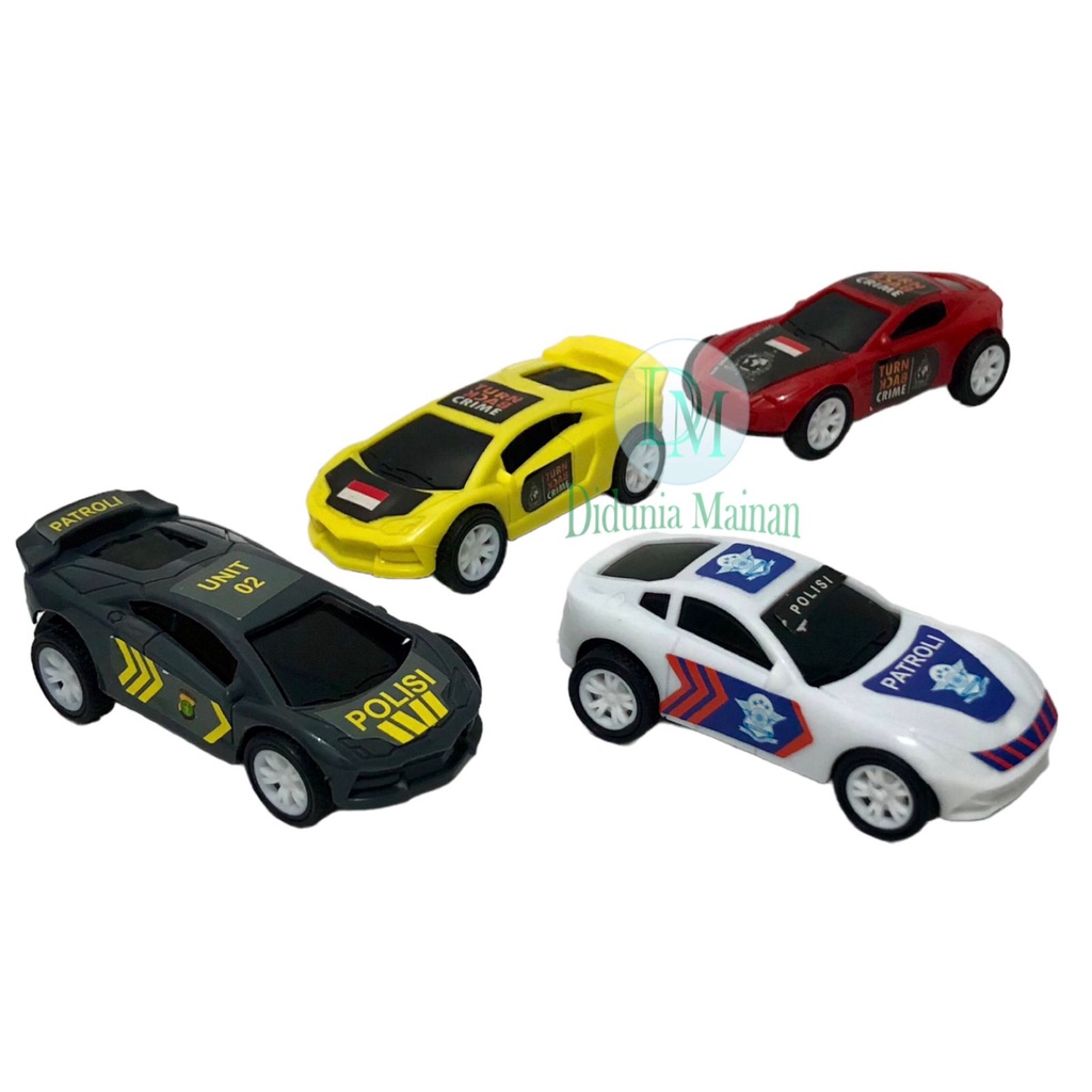 Mainan mobil mobilan polisi mini set 4 pcs pull back rkc car