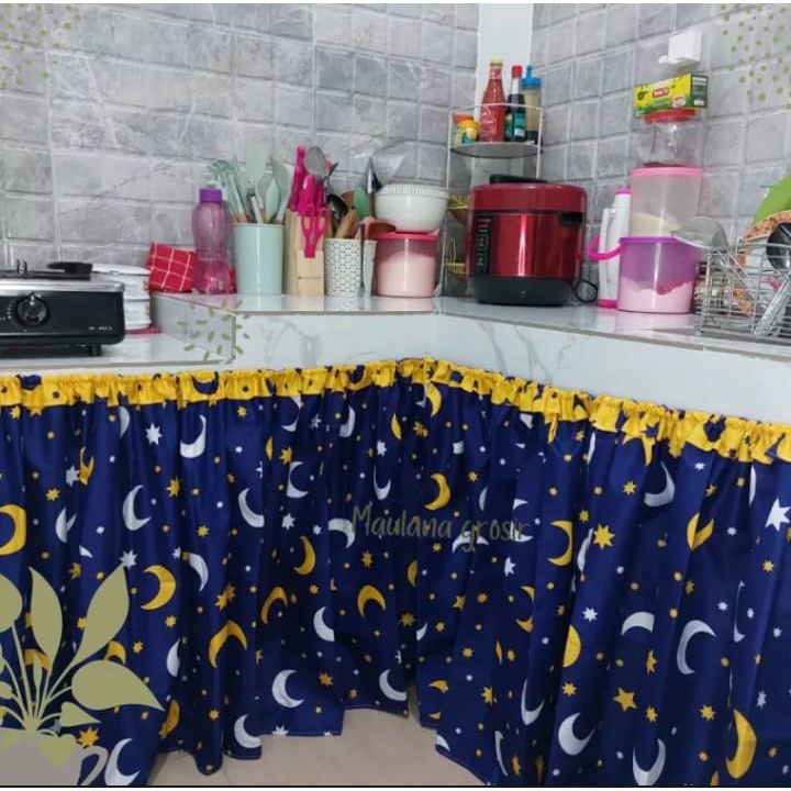 Gorden Kolong Dapur Minimalis Ukuran +-100x75 cm Bonus Tali