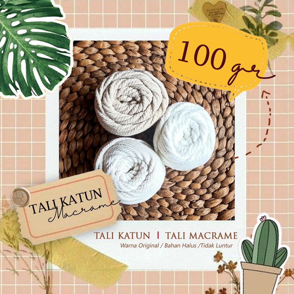 Tali Macrame Katun Natural 4mm kemasan 100gr