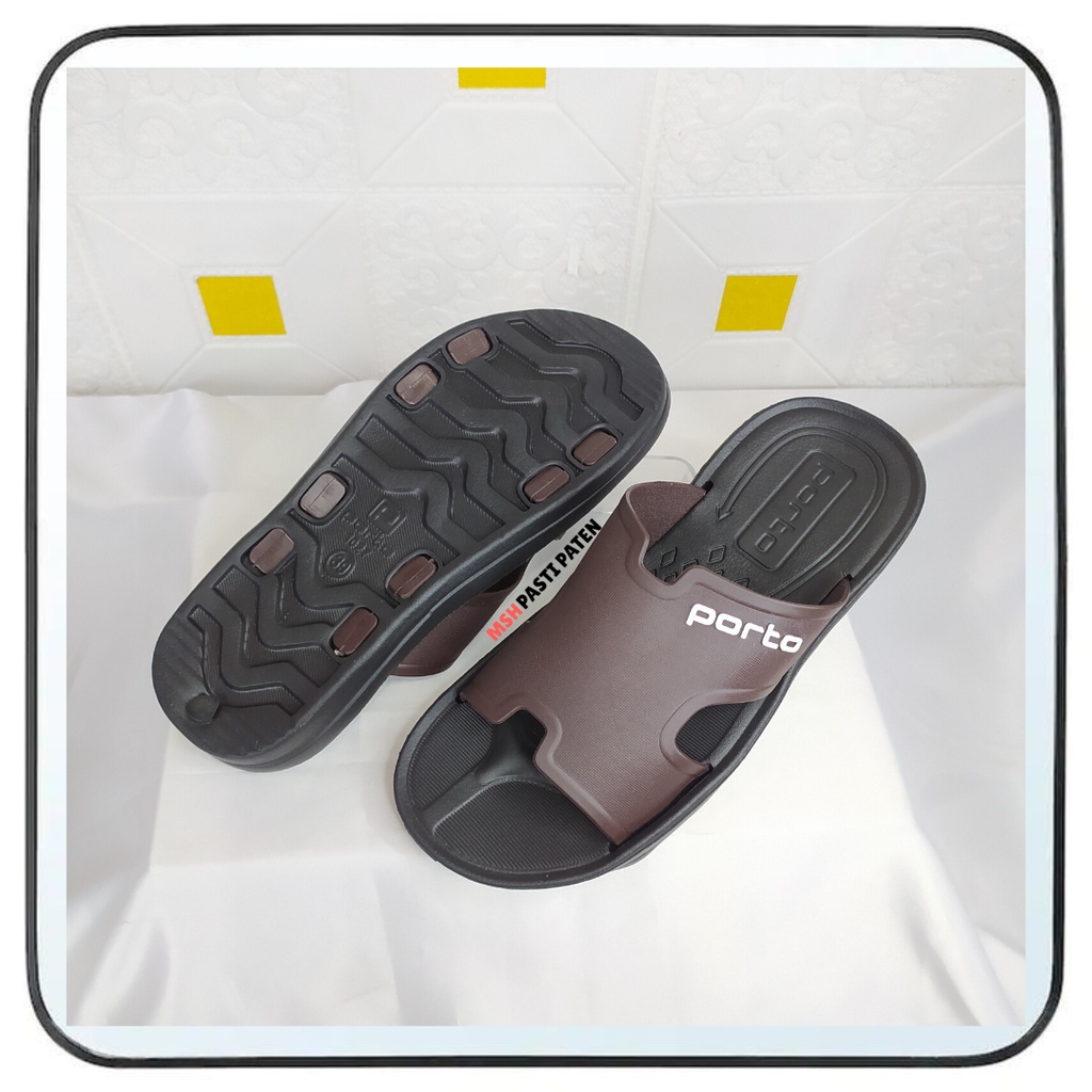 PORTO Sandal slop pria bahan karet tahan air anti slip original size 39-44