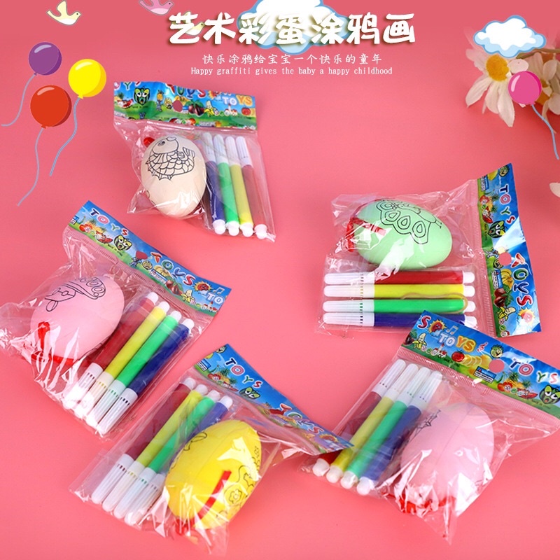 Mainan DIY Mewarnai Telur / Coloring egg / Set Ornamen Telur Paskah Handmade DIY Warna-warni