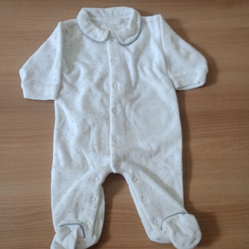 Preloved baby overalls white polkadot Jacadi 3months