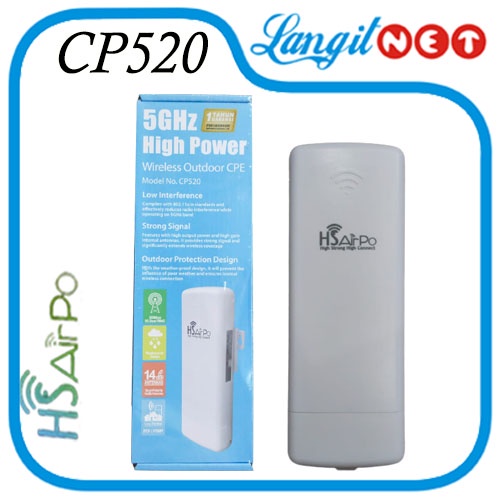 HS AIRPO CP520 300MBPS OUTDOOR 5.8GHZ EXTRA CHANEL BISA CONNECT UBNT AIRMAX