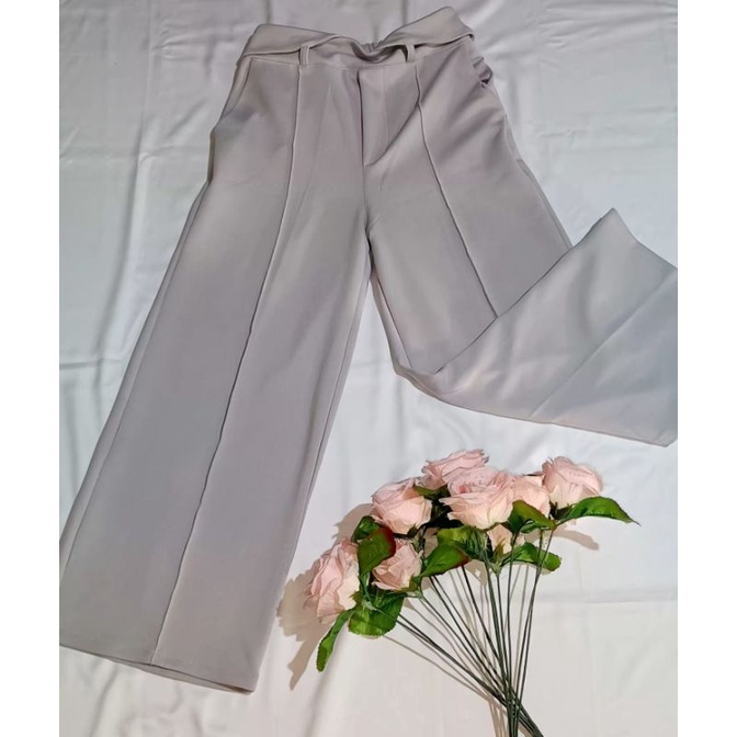 Celana kulot scuba warna abu (PL)