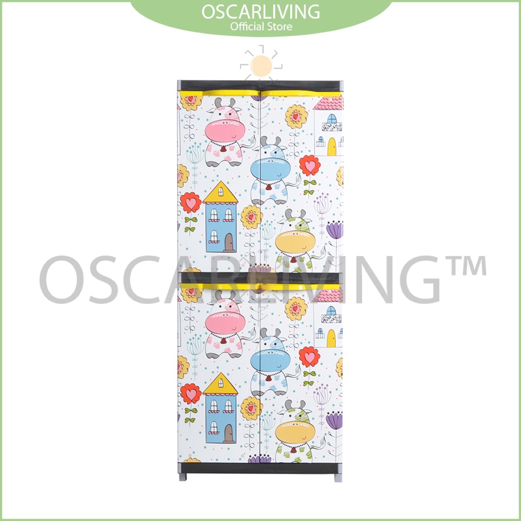 Miami Orlando Lemari Pakaian Plastik Serbaguna Motif Sapi