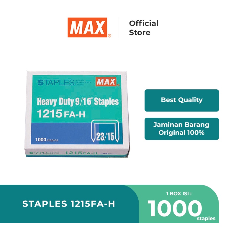 

MAX Staples No. 1215 FA / Isi Stapler / Isi Ulang Staples Besar Jilid