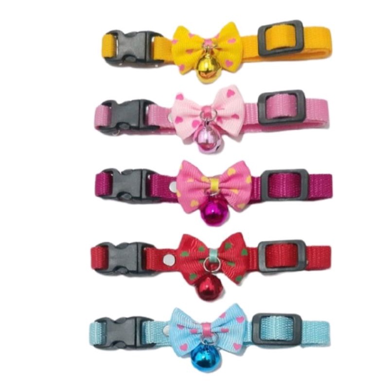 Kalung Kucing Pita Motif Love Lonceng Murah Lucu Aksesoris Untuk Kitten Anjing Cat Kelinci Colar Collar FEFARM