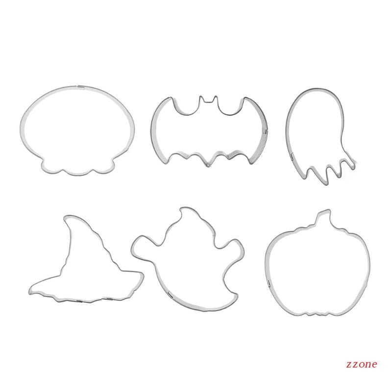 6 Pcs Cetakan Kue Bentuk Labu Hantu Halloween Bahan Stainless Steel Untuk Memasak