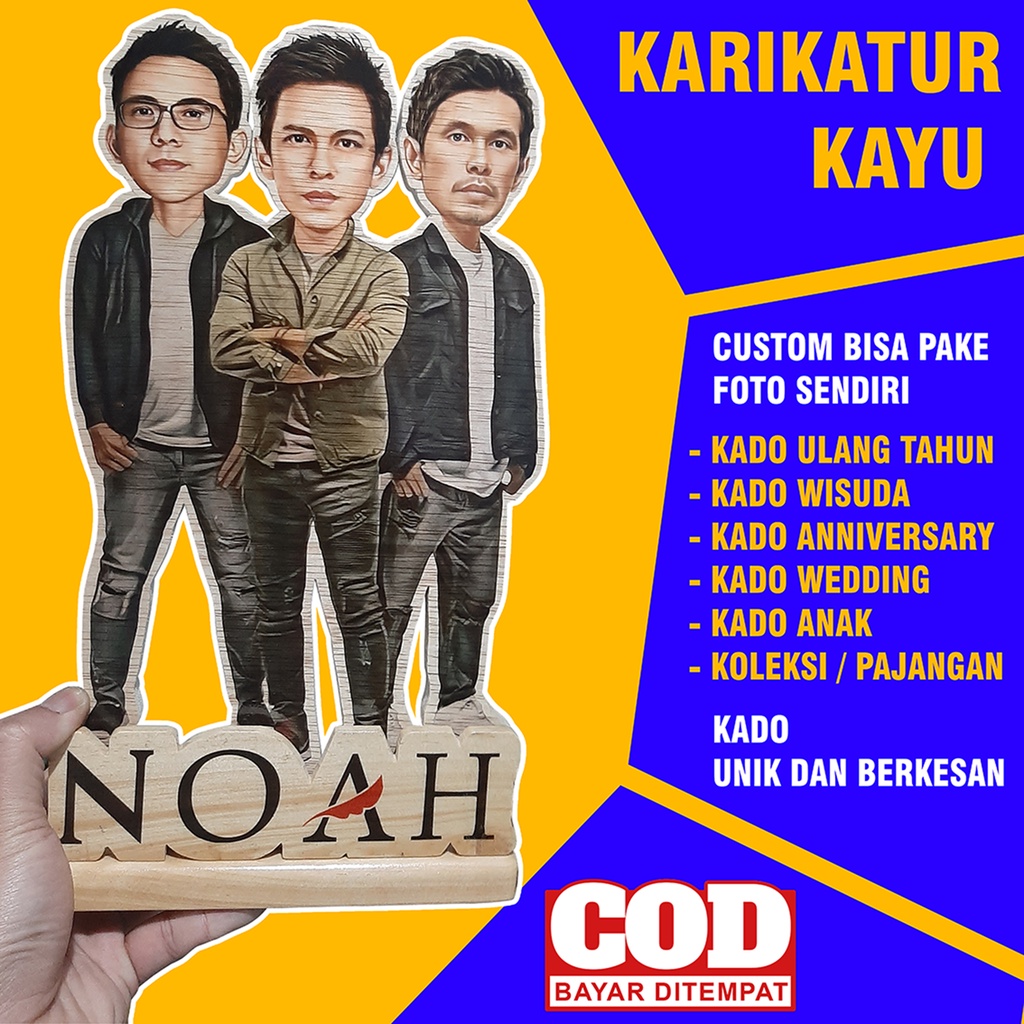 Hadiah Kado Custom Karikatur Kayu Unik dan Berkesan Bisa dipesan dengan Foto Sendiri