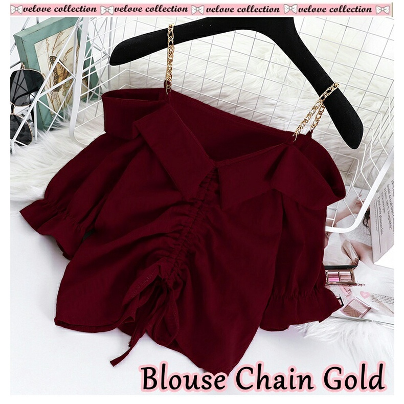 PRODUK TERBARU  Atasan Wanita Kekinian Viral 2022 / Blouse Chain Gold - Blouse Atasan Wanita BISA [C