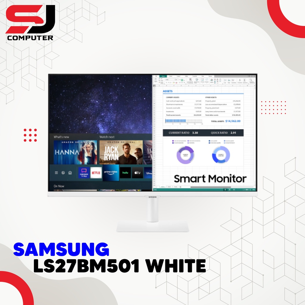 SAMSUNG Smart Monitor MB501 27&quot; LS27BM501 White Wifi BT Speaker Remote