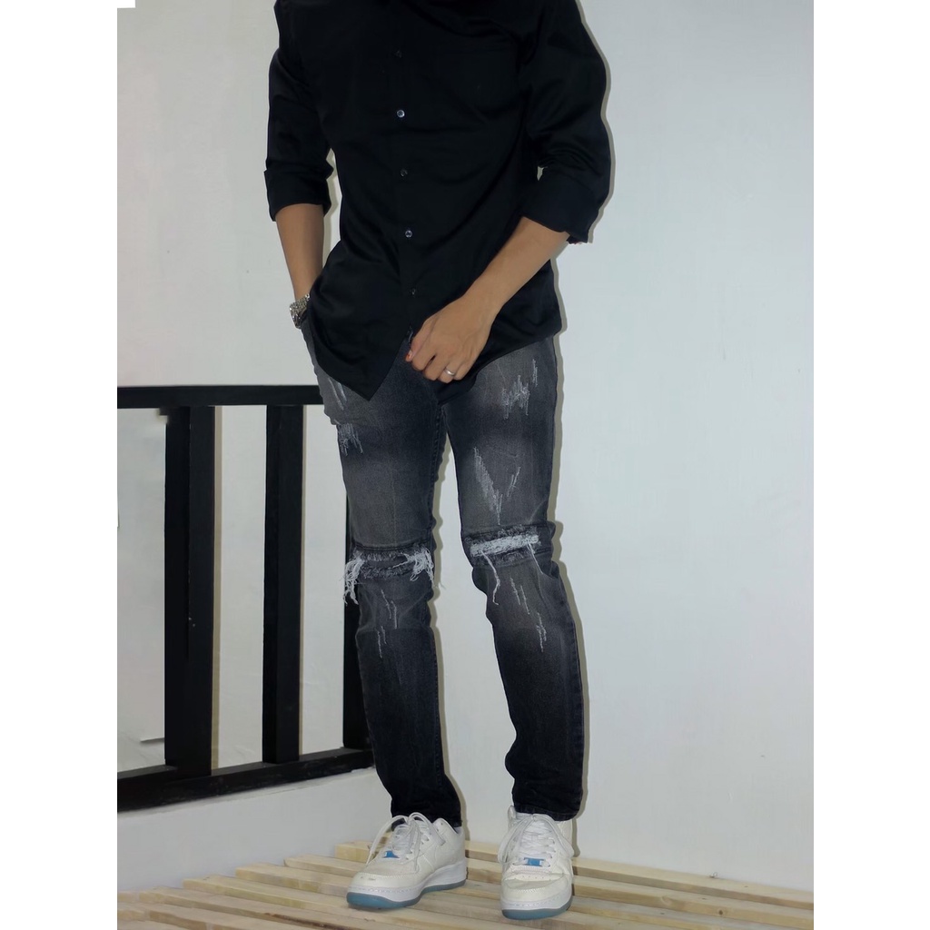 Vovay - celana panjang pria jeans sobek / celana jeans pria sobek / celana pria panjang sobek / cela
